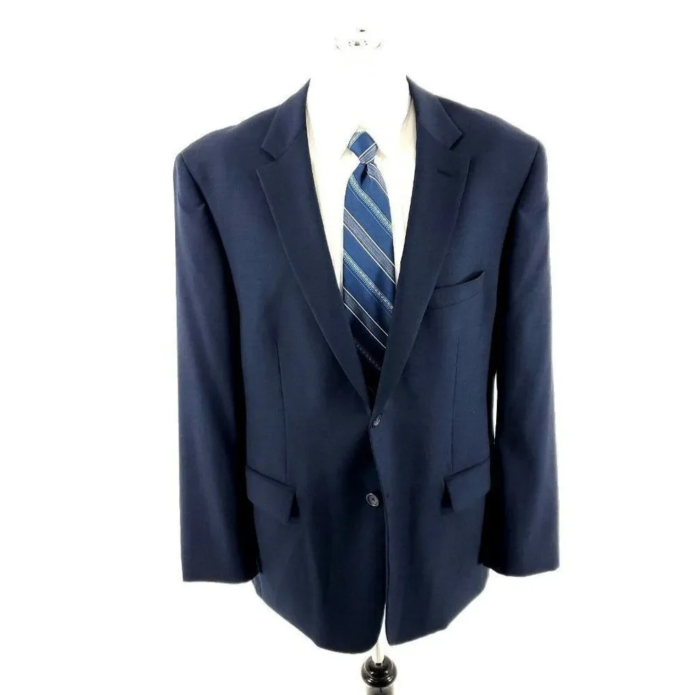 Pronto Uomo Platinum Wool 2 Button 2 Piece Suit 42S Blue 39/30 Flat Front Mid Ri